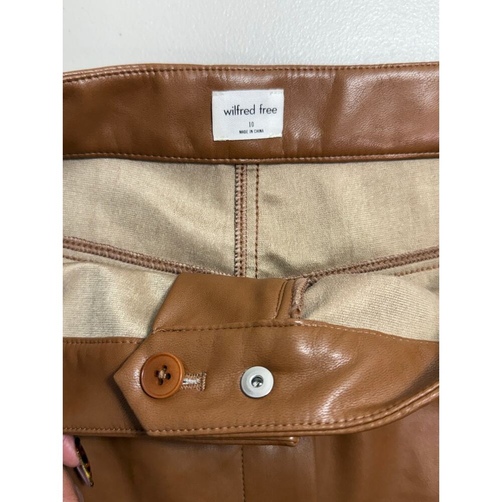 Aritizia Wilfred Free Jupiter Vegan Leather Pants 10 Cognac High Rise NWOT - Picture 7 of 13